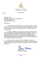 Letter from Congressman Norm Dicks