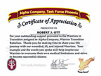 Wounded Warrior Certificate